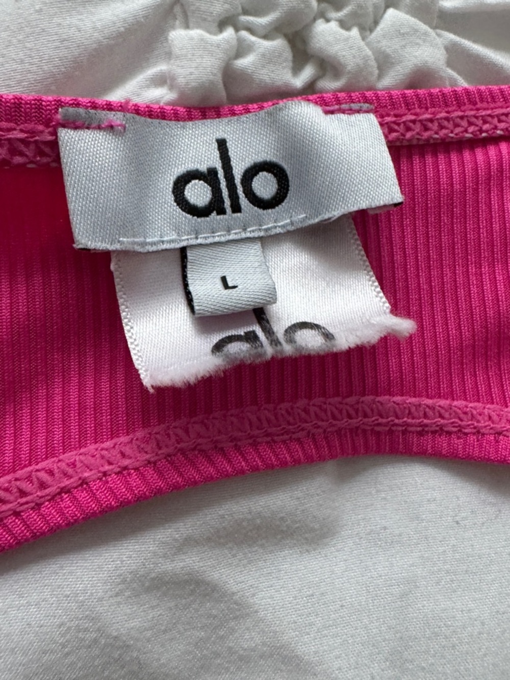 ALO Yoga Hot Pink Ribbed Bralette with White Logo - Picture 5 of 8